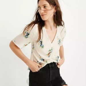Madewell Silk Shirred-Front Top in Classic Corsage